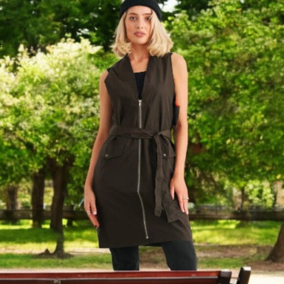 Baggy Oversize 90s Grunge Punk Belted Vest Grunge Punk Streetwear in Olive Green - Picture 4 of 10